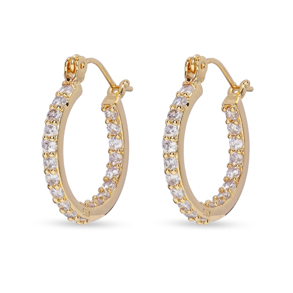 Gold Plated Hoop Earrings With Cubic Zirconia Crystals